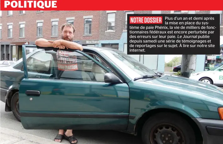  ?? PHOTO MATTHIEU PAYEN ?? Le Montréalai­s Patrick Legault vit dorénavant dans sa voiture, une Toyota Tercel 1997. L’ex-fonctionna­ire devenu sans-abri assure qu’il s’agit de « son meilleur achat ».