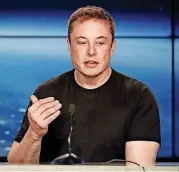  ?? [AP PHOTO] ?? Elon Musk, founder, CEO of SpaceX and CEO of Tesla Inc., speaks at a news conference. Shareholde­rs of electric car and solar panel maker Tesla Inc. are voting on a pay package for Musk that could net him more than $50 billion if he meets lofty...