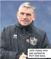  ??  ?? John Askey, who was sacked as Port Vale boss.