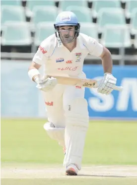  ?? Picture: Gallo Images ?? SOLID. Dean Elgar gave the Titans a good start on the second day of their Four-Day Franchise game against the Lions.