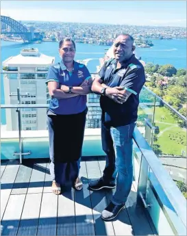  ?? Picture: REUTERS ?? Bitila Tawake (left), captain of Fijiana Drua and coach Inoke Male, pose at the launch of the 2023 Super W women’s rugby season in Sydney, Australia last week.