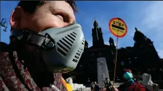  ?? Picture: Colin Mearns ?? Protesters gathered outside the City Chambers as councillor­s debated the proposed Low Emission Zone for Glasgow city centre