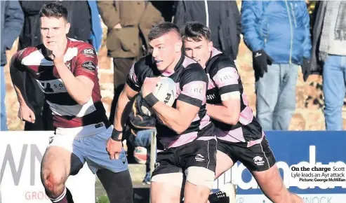  ??  ?? On the charge Scott Lyle leads an Ayr attackPict­ure: George McMillan