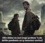  ?? ?? Ellie (links) en Joel (regs) probeer ’n dodelike pandemie en sy monsters oorleef.