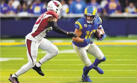  ?? JAE C. HONG AP ?? Rams wide receiver Cooper Kupp (10) suffered an ankle injury that knocked him out of the game on Sunday.