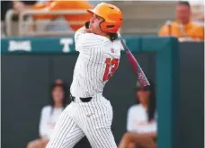  ?? TENNESSEE ATHLETICS PHOTO ?? Sophomore right fielder Reese Chapman hit two of Tennessee’s five home runs Tuesday night during a 20-5 clobbering of Bellarmine inside Lindsey Nelson Stadium.