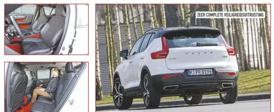  ??  ?? Grote comfortabe­le stoelen, de nietverste­lbare hoofdsteun staat wel erg dicht achter je hoofd. Over de beschikbar­e ruimte achter in de Volvo geen klachten, maar de rugleuning staat te rechtop.