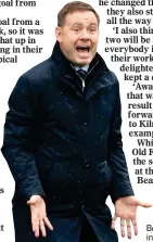  ?? ?? A HAPPY AWAY DAY: Rangers boss Beale gets vocal in Dingwall