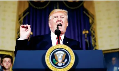  ?? THE ASSOCIATED PRESS ?? President Donald Trump speaks during an event about health care in the Blue Room of the White House on Monday in Washington.