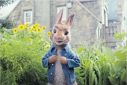  ?? SONY PICTURES ?? Peter Rabbit, voiced by James Corden and Cottontail in a scene from “Peter Rabbit,” now out on DVD.