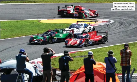  ?? ?? #31 car of Gelael/frijns/ Vanthoor opted to push hard from start to finish…