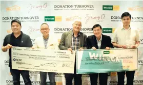  ??  ?? MORE HOUSES FOR GAWAD KALINGA. From left, Manny O Group executive director Manman Osmeña and chairman Manny Osmeña, Gawad Kalinga founder Tony Meloto, and Wilcon Depot founder and chairman Wiliam Belo and chief financial officer Mark Belo.