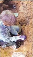  ?? FOTO: MONIKA V. KNUL/DPA ?? Becky Miller sammelt Material in der belgischen Höhle Trou Al’Wesse – einer der Fundstätte­n, in denen die Wissenscha­ftler Urmenschen­DNA im Sediment nachweisen konnten.