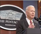  ?? The Associated Press ?? President Joe Biden speaks at the Pentagon, Wednesday, in Washington.