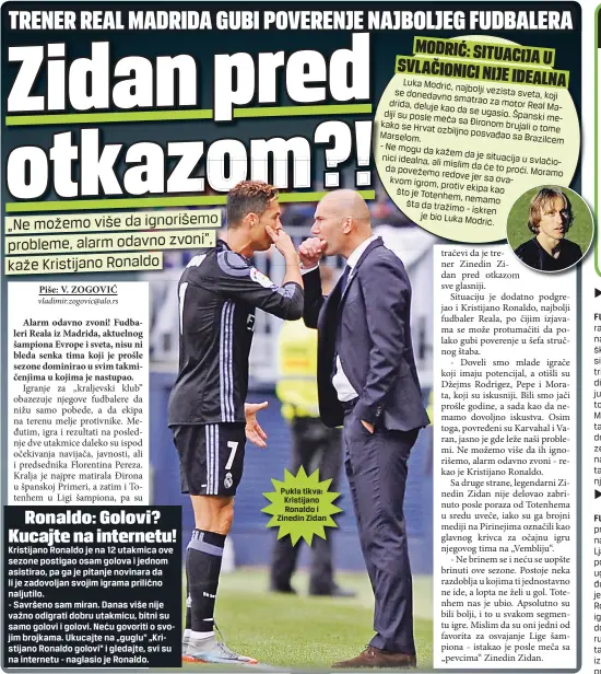  ??  ?? Pukla tikva: Kristijano Ronaldo i Zinedin Zidan