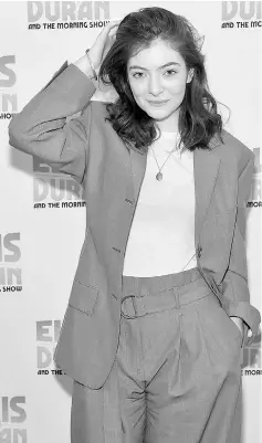  ?? — AFP photo ?? Lorde visits ‘The Elvis Duran Z100 Morning Show’ at Z100 Studio on Mar 10 in New York City.