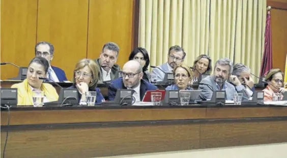  ?? A.J. GONZÁLEZ ?? Los ediles del Partido Popular y Ciudadanos, socios de gobierno en este mandato, durante el pleno de ayer.