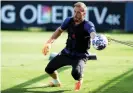  ??  ?? Jan Oblak during Atlético training. Photograph: Atletico Madrid Handout/EPA