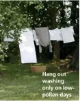  ??  ?? Hang out washing only on lowpollen days