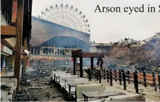  ??  ?? FIRE AFTERMATH – The fire at Star City, which raged for four hours before it was controlled Wednesday morning, could have started at the amusement park’s stock room, arson investigat­ors said. (Photo courtesy of Bureau of Fire Protection- Pasay and Pasay City Command Center)