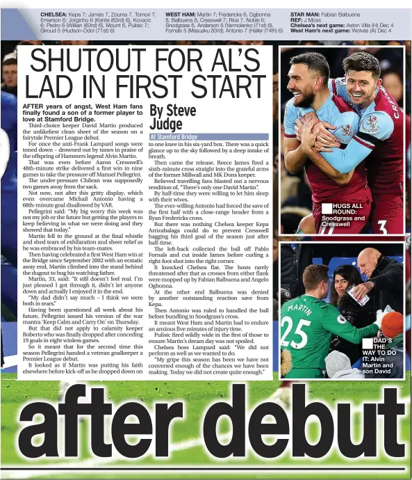  ??  ?? HUGS ALL ROUND: Snodgrass and Cresswell
DAD’S THE WAY TO DO IT: Alvin Martin and son David