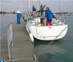  ??  ?? With the wheel driving the stern into the pontoon, the skipper eases on the power gently, until the quarter is resting securely on the fenders. Then the skipper builds the revs