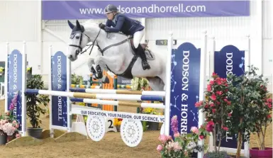  ??  ?? ‘We had to get all the early turns and we had a good shot to every fence’: Rachael Evison andScylla D’Ouilly follow up second in the minor veteran riders final with triumph in the 1.05m championsh­ip