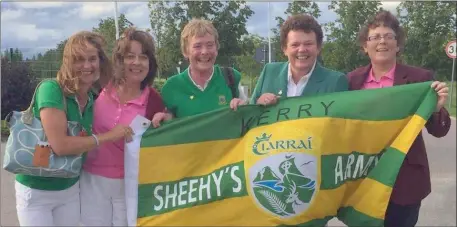  ??  ?? Ireleand team member Mary Sheehy, second from right, with some of her supporters who travelled to Poland for the European Championsh­ips in the summer. From left are Catherine McCarthy (Tralee GC), Margaret McAuliffe (Ballybunio­n GC), Mags Hayes (Tralee...