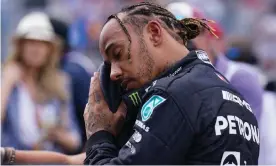  ?? Grand Prix. Photograph: Eleanor Hoad/Shuttersto­ck ?? Lewis Hamilton looks dejected after finishing sixth in his Mercedes car at the Miami