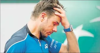  ?? FOTO: AP ?? Stan Wawrinka viviendo una pesadilla a sus 33 años. La lesión de rodilla le llevará más allá del puesto 250 ATP