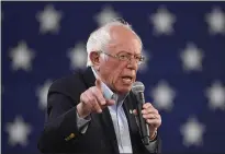  ?? SUSAN WALSH — THE ASSOCIATED PRESS ?? Sen. Bernie Sanders, I-VT., seen at a rally in Springfiel­d, Va., on Saturday, has a 2-to-1lead over all of his rivals.