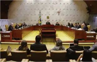  ?? Rosinei Coutinho/sco/stf ?? Plenário do Supremo Tribunal Federal, que decidiu por 9 a 3 liberar dados da Receita para investigaç­ões; caso da UIF ficou para a semana que vem