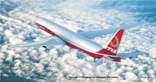  ?? PIcture / Boeing ?? The new 777X has so far attracted 326 orders.