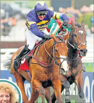  ?? ?? Corach Rambler and Derek Fox come home to win the Ultima Handicap at Cheltenham for Lucinda Russell (inset left)