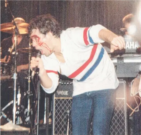  ?? Picture (bottom right): COURTESY KAREN AUTY ?? Cold Chisels frontman Jimmy Barnes belts out the final song of the night after famously stage-diving into thin air at Bombay Rock on the Gold Coast. Below, the club hosted many memorable nights through the 1980s.