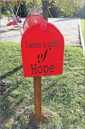  ?? COURTESY OF CYNDI TROMBLEY ?? There will be a dedication and ribbon cutting for the Little Red Mailbox of Hope on Saturday, Nov. 4, at 12 p.m. at Amity Community Park following the community color run.