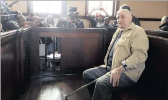  ?? PICTURE: KATHRADA FOUNDATION/TWITTER ?? Apartheid-era cop Joao Rodrigues, who is facing a murder charge for the 1971 death of Ahmed Timol, in the dock of the Johannesbu­rg Magistrate’s Court yesterday.