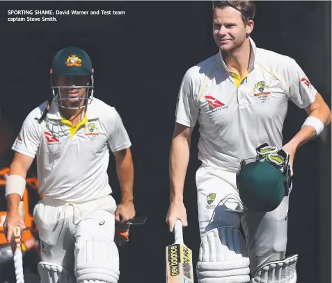  ??  ?? SPORTING SHAME: David Warner and Test team captain Steve Smith.