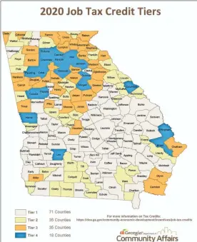  ?? Georgia Department of Community Affairs ?? The majority of counties in Tier 1 are in middle and south Georgia.