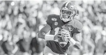  ?? VASHA HUNT/AP ?? Alabama quarterbac­k Tua Tagovailoa could be become a Russell Wilson-type player in the NFL.