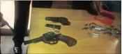  ??  ?? A 9mm pistol, Astra revolver and ammunition were recovered.