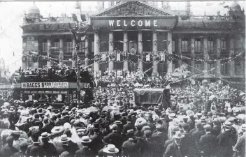  ??  ?? Guildhall Square, Portsmouth's Welcome to the French Fleet on August 10, 1905.
Picture: Portsmouth Museum Service, Portsmouth City Council.