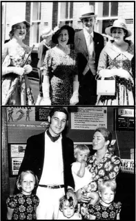  ??  ?? Jenny Gore, left, off to a Government House garden party in 1957 with parents Barbara and Ross and sister Georgiana. Below, Australia-bound in 1969 with husband Alan Gibbs and children Amanda, Emma, Thane and Debbi.