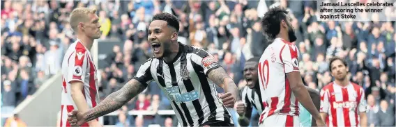  ??  ?? Jamaal Lascelles celebrates after scoring the winner against Stoke