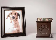  ?? Claudia Luna/getty Images/istockphot­o ?? A framed photo, collar and/or an urn of a pet’s ashes can honor a beloved companion.