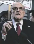  ?? JOSE LUIS MAGANA VIA AP ?? FORMER MAYOR OF NEW YORK RUDY GIULIANI speaks during a news conference outside the federal courthouse in Washington on Dec. 15.