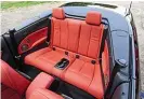  ??  ?? PRACTICALI­TY For a small convertibl­e, the 2 Series is still a decent size with rear seats big enough for adult passengers. But many buyers will use them as extra luggage space, as the boot has a 280-litre capacity, which is 110 litres less than in the...
