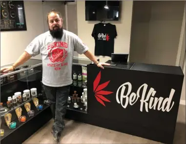 ?? ANDREA PEACOCK/The Daily Courier ?? Bob Kay, owner of Kelowna cannabis retailer Be Kind, stands in his shop Tuesday morning. Be Kind stopped selling cannabis, complying with a city order, but Kay plans to apply for a licence to sell it legally.