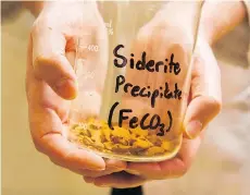  ?? GERRY KAHRMANN ?? Terra CO2 Technologi­es has developed a process that uses carbon dioxide emissions to convert iron sulphides into iron carbonate, a relatively innocuous mineral called siderite.