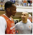  ?? STEPHEN SPILLMAN / FOR AMERICANST­ATESMAN ?? Longhorns coach Shaka Smart doesn’t worry about being honest with Matt Coleman: “You can coach him hard; you can tell him the truth.”